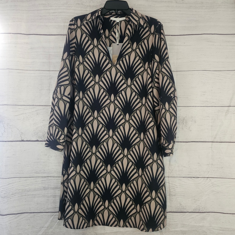 Preston & York Size 6 Hera Fall Palms Collared V-Neck Dress NWT $139 L815
